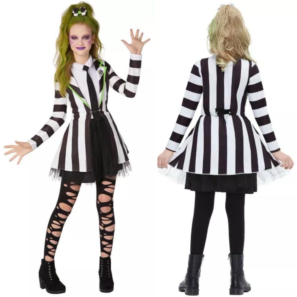Beetlejuice Halloween Costume Tulle Skirt Coat XL Girls Youth Size 14/16 EUC